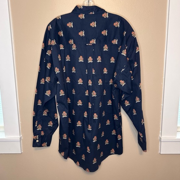 VTG Ralph Lauren Blue Casual Button Down Shirt with All Over Logo Print XL - Picture 5 of 7